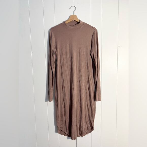 Kit and ace brushed mock neck dress mauve rose long sleeve casual athleisure - Picture 2 of 9